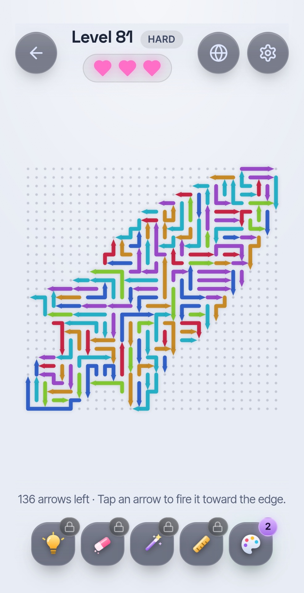 Glowline Zen daylight theme level with a colourful cactus arrow shape